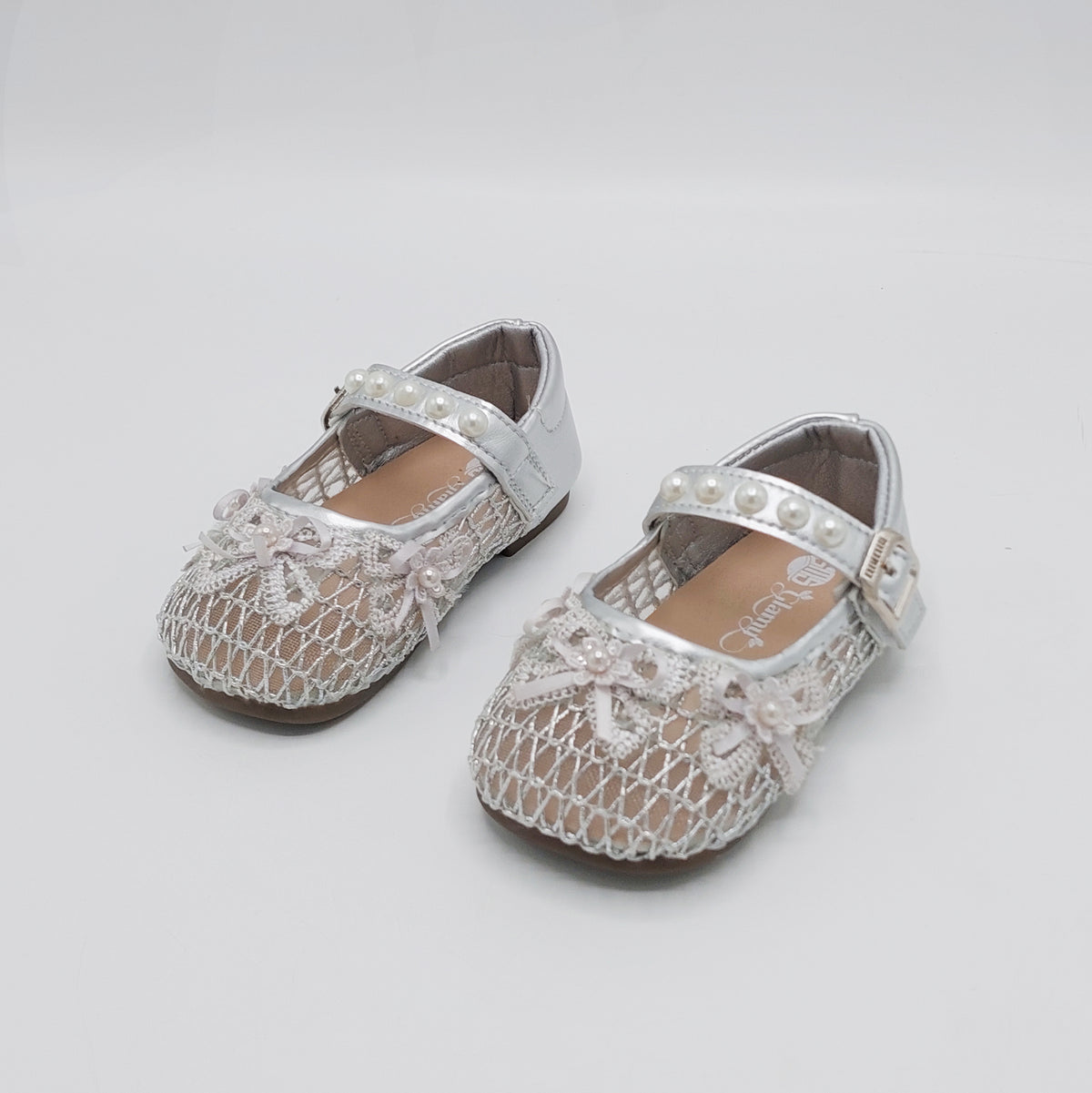 Girl's Beautiful Design Soft Sole Pumps for Kids - JJL01 (Silver)