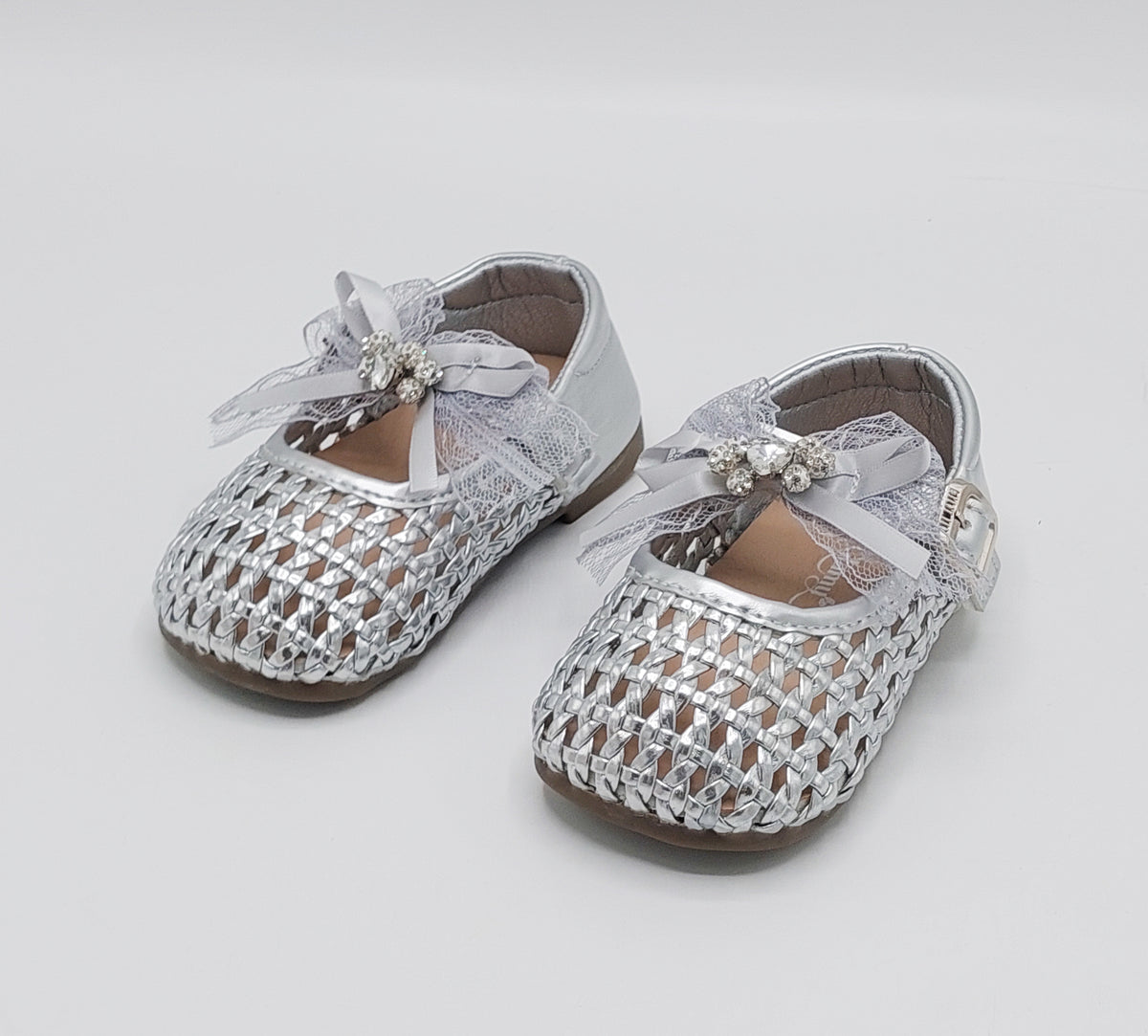 Girl's Beautiful Design Soft Sole Pumps for Kids - JJL04 (Silver)