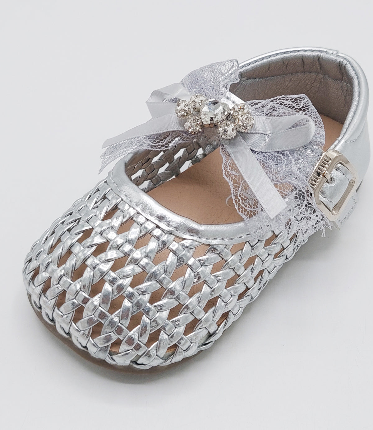 Girl's Beautiful Design Soft Sole Pumps for Kids - JJL04 (Silver)