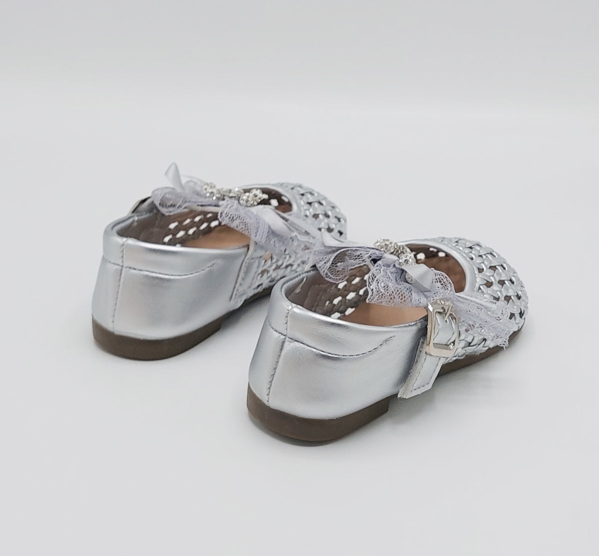 Girl's Beautiful Design Soft Sole Pumps for Kids - JJL04 (Silver)