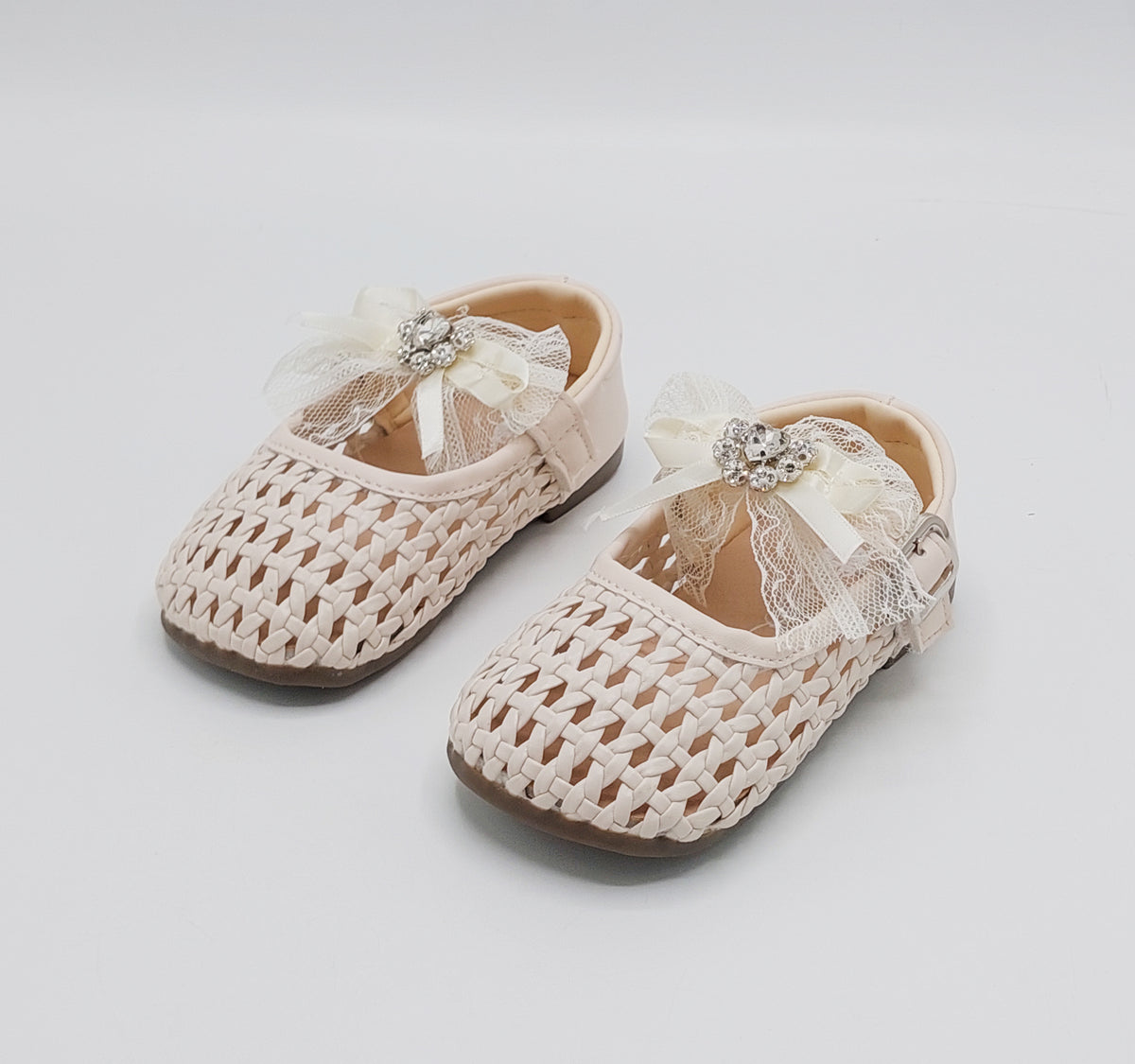 Girl's Beautiful Design Soft Sole Pumps for Kids - JJL04 (Beige)