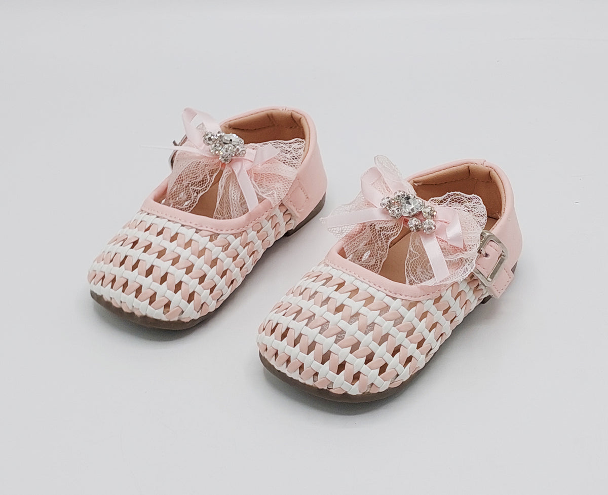 Girl's Beautiful Design Soft Sole Pumps for Kids - JJL04 (Pink)