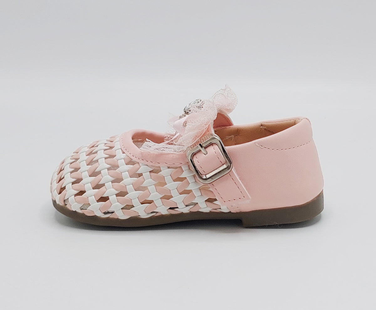 Girl's Beautiful Design Soft Sole Pumps for Kids - JJL04 (Pink)