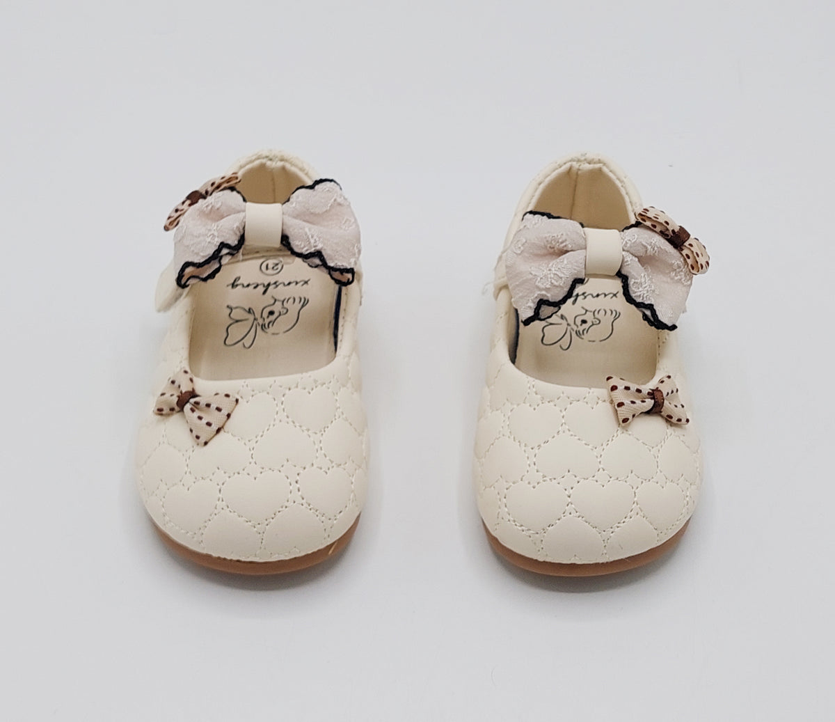 Girl's Beautiful Design Soft Sole Pumps for Kids - MYH717 (Beige)