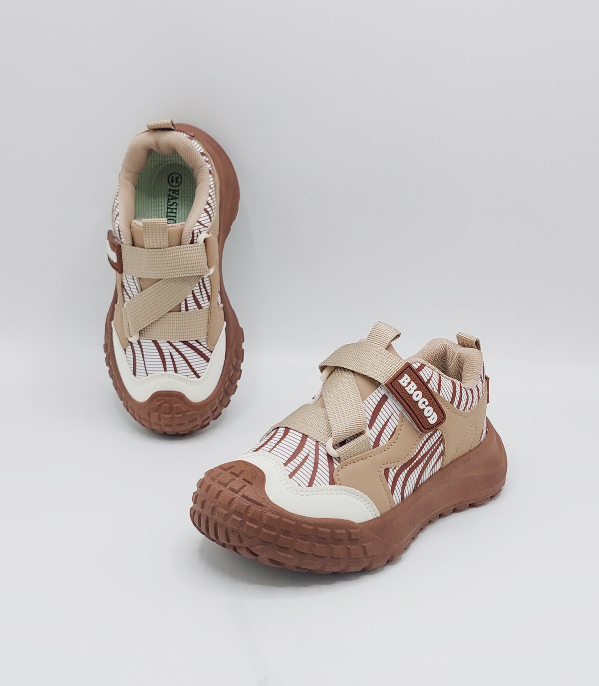 Premium Quality Sporty Look Sneakers for Kids - BMW0213 (Khaki)