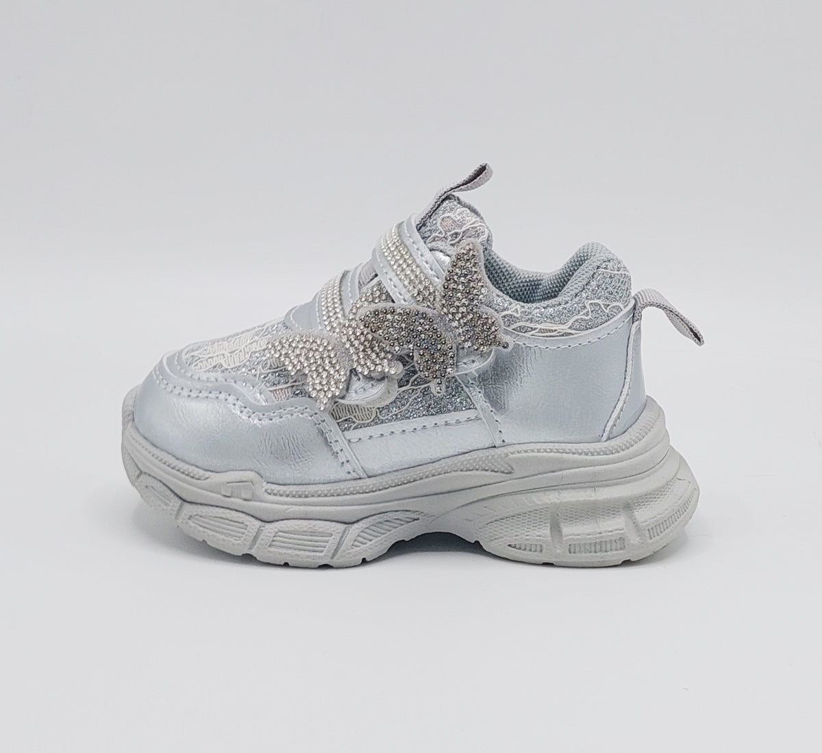 Beautiful Design Fancy Look Sneakers for Kids Girls - LO108 (Silver)