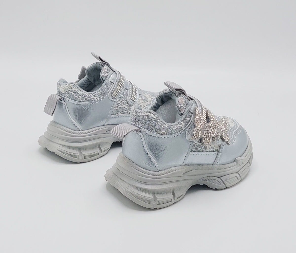 Beautiful Design Fancy Look Sneakers for Kids Girls - LO108 (Silver)