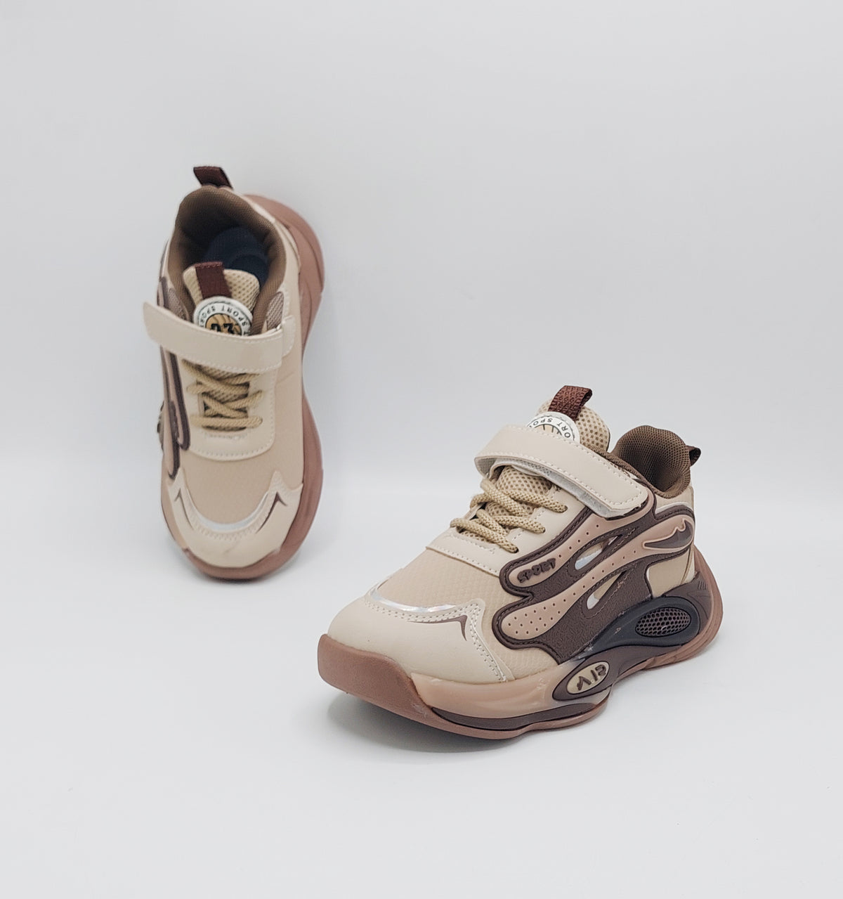 Premium Quality Sporty Look Sneakers for Kids - PF619 (Khaki)