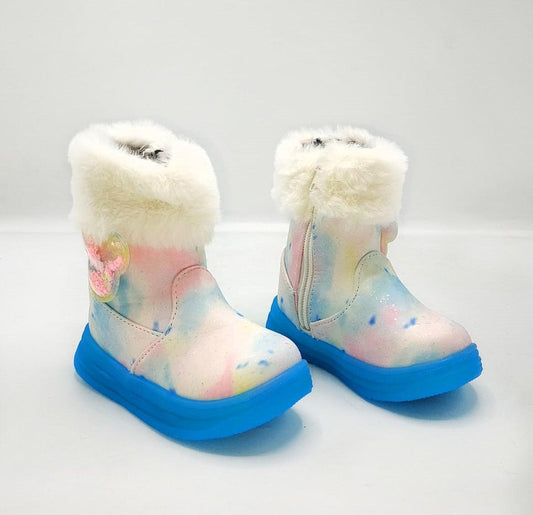 Colorful Warm Long Shoes with Glowing Soles for Kids - LTBLN-1