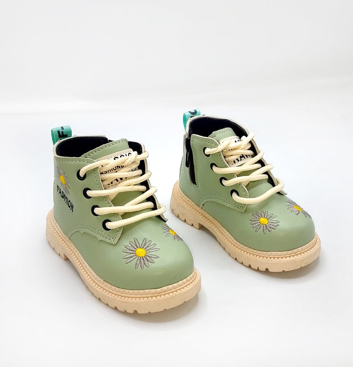Beautiful Flower Printed Soft Sole Long Shoes for Kids Girls - 817