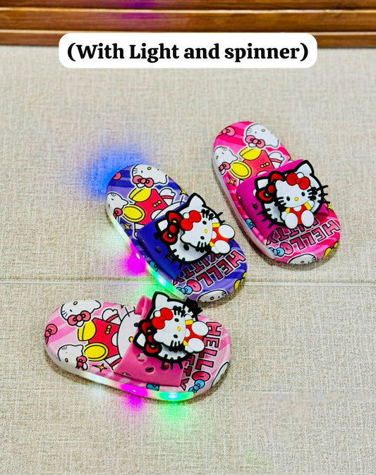 Lights in Sole Kitty Theme Slippers with Spinner for Kids Girls - VK3