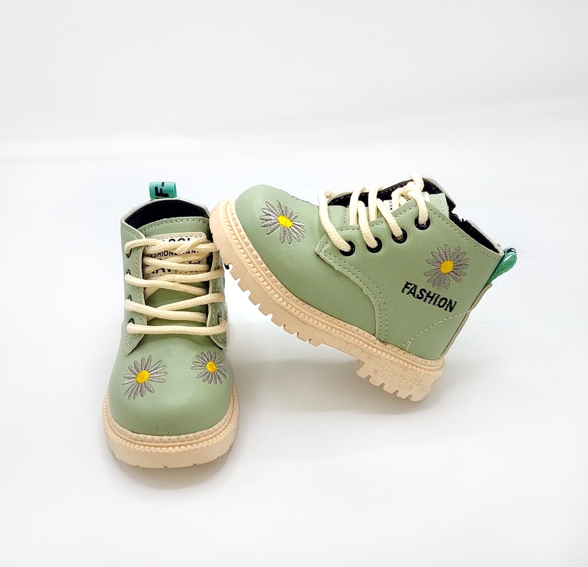 Beautiful Flower Printed Soft Sole Long Shoes for Kids Girls - 817