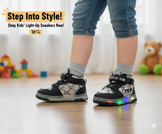 Lights in Sole Trendy Look Shoes Sneakers for Kids - ABL555 (Black)