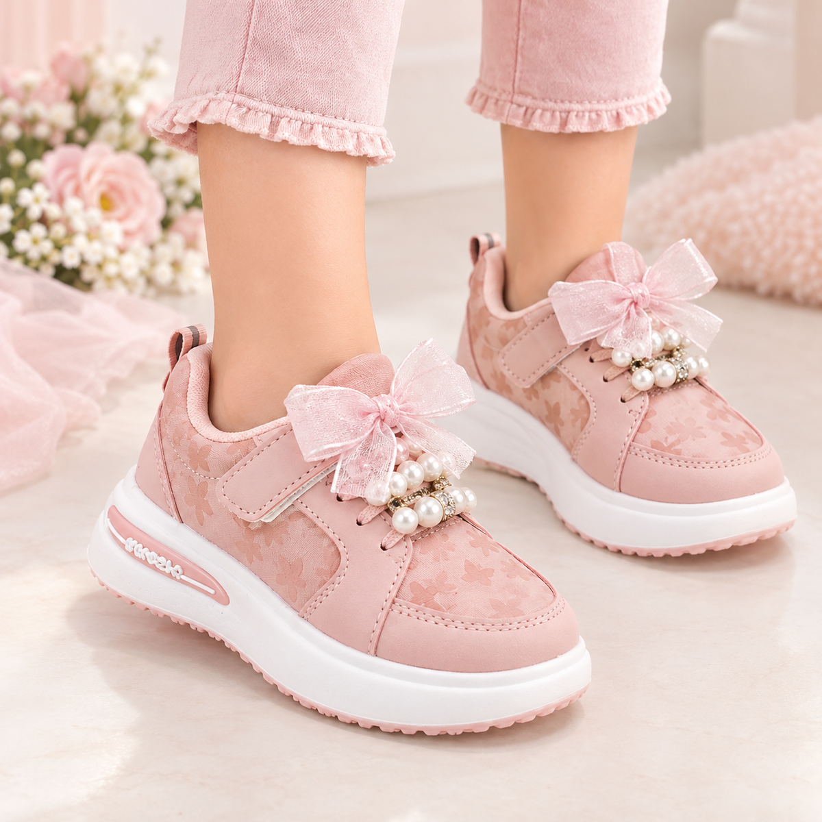 Beautiful Design Fancy Look Sneakers for Kids Girls - 818890 (Pink)