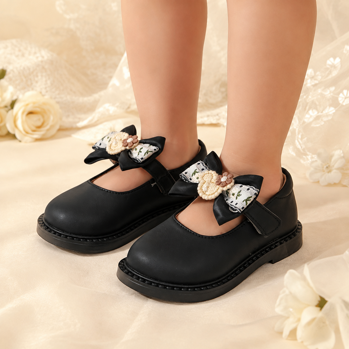 Kids Soft Sole Fancy Pumps - TZ101 (Black)