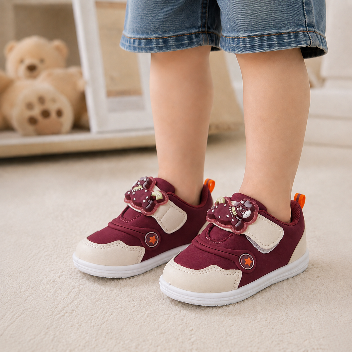 Touch Lights Soft Sole Shoes For Kids - BB1 (Maroon)