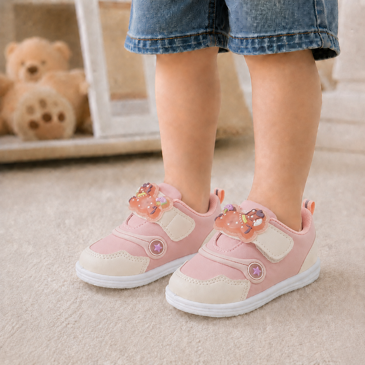 Touch Lights Soft Sole Shoes For Kids - BB1 (Pink)
