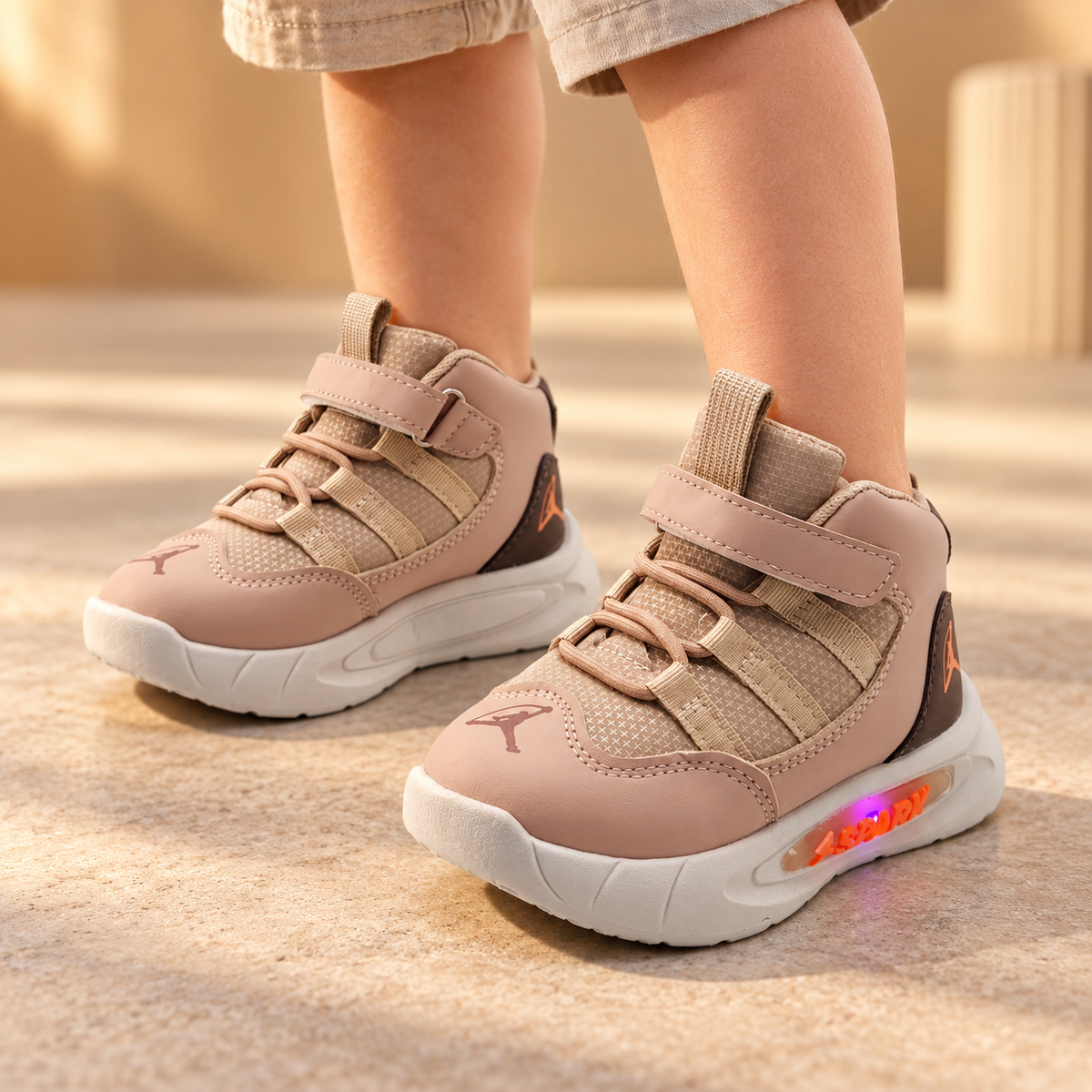 Light Sole Trendy Look Sneakers for Kids - HLB03 (Beige)