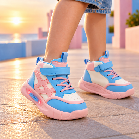Light Sole Trendy Look Sneakers for Kids - HLB01 (Pink)