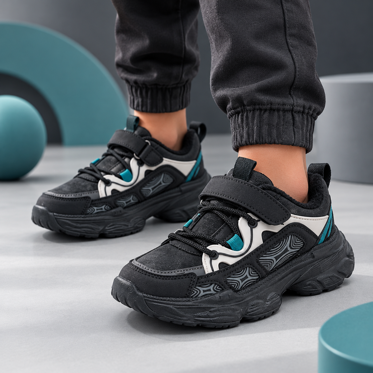 Premium Quality Trendy Look Sneakers for Kids - 82810 (Black)