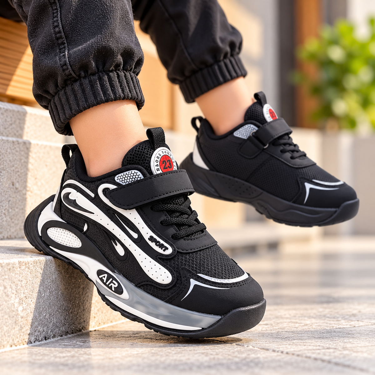 Premium Quality Sporty Look Sneakers for Kids - PF619 (Black)