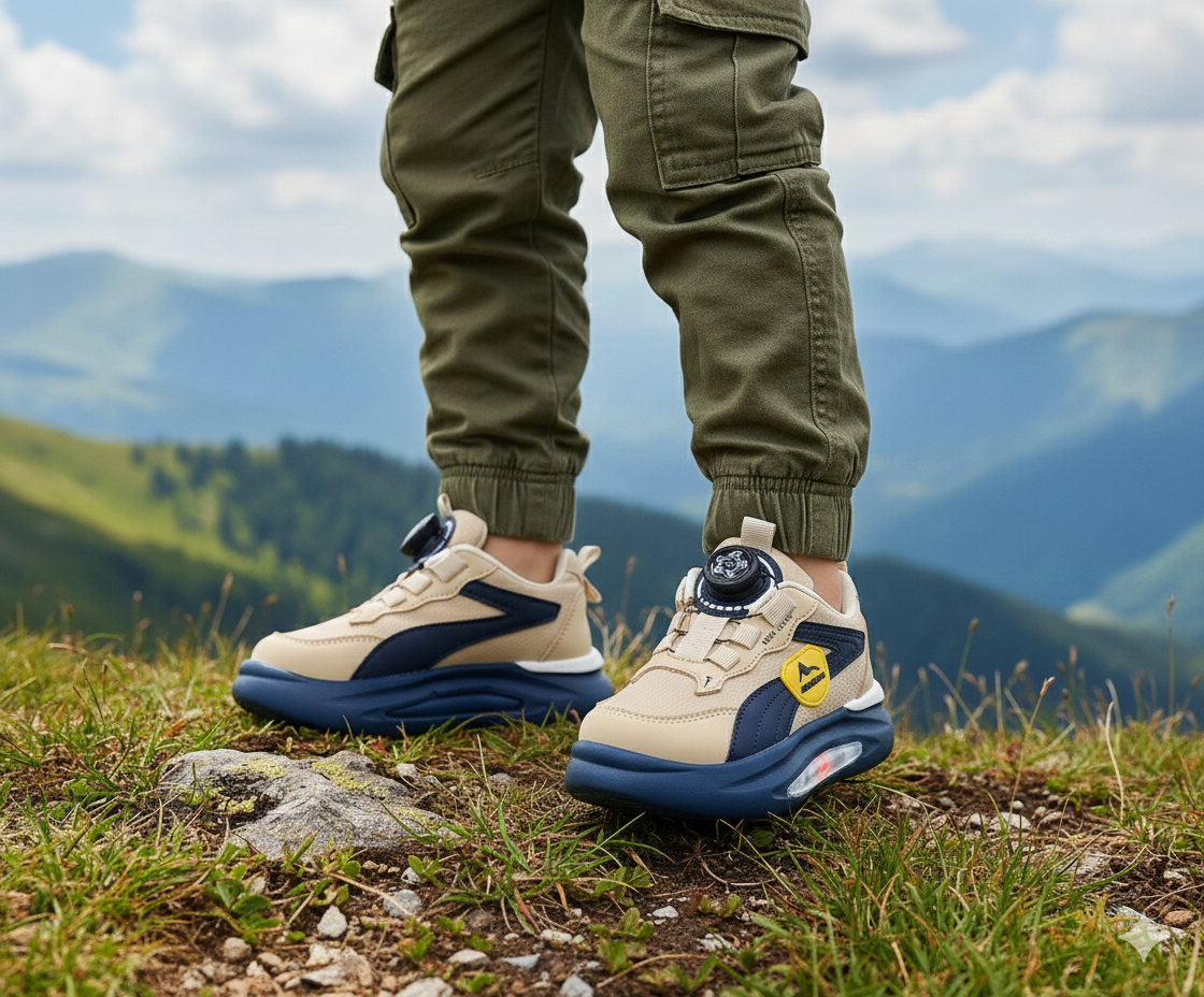 Kids New Trendy Look Autolace Sneakers with Lights in Sole - YOKO18