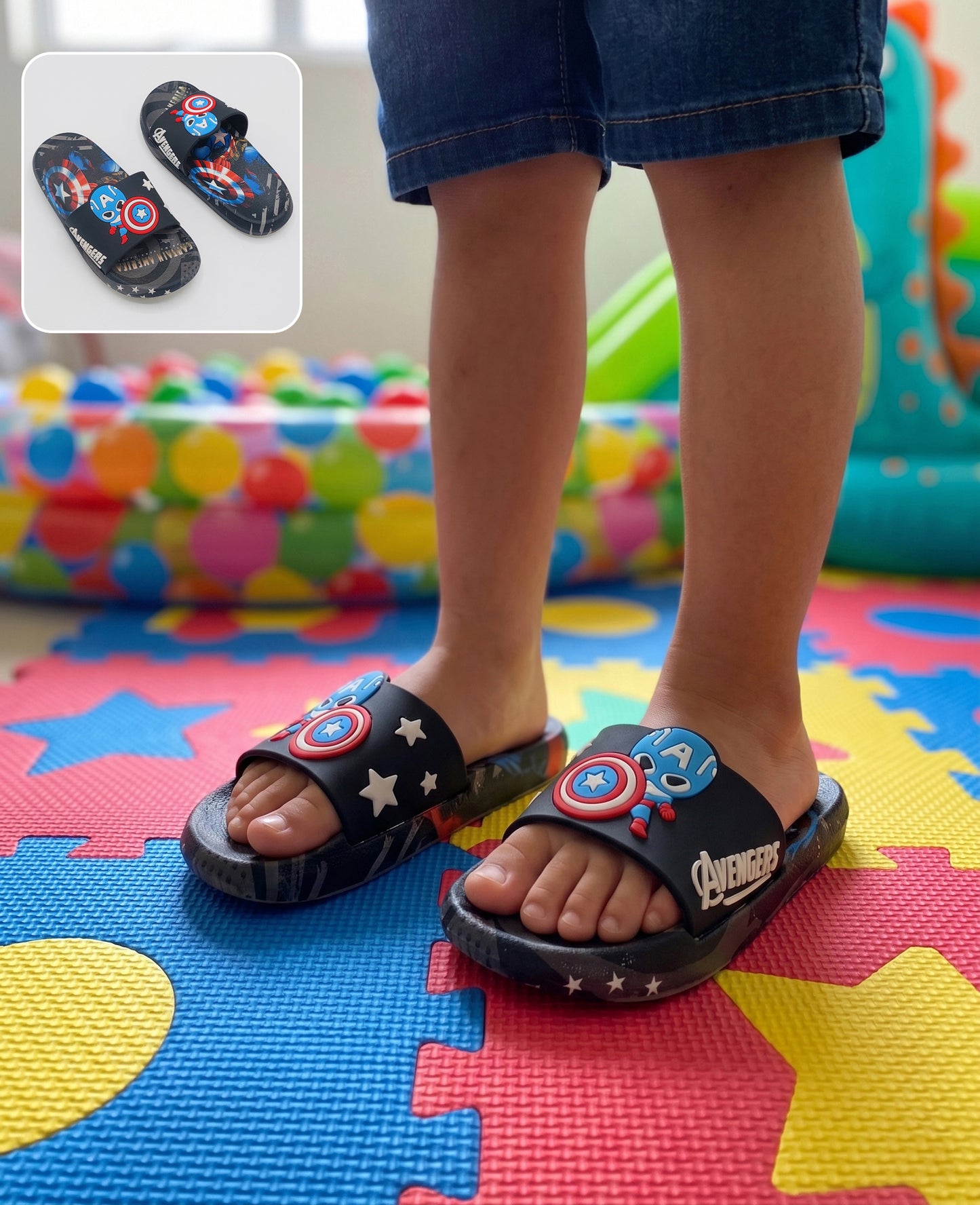 Captain America Theme Non Slip Summer Slipper for Kids Boys - ARS6