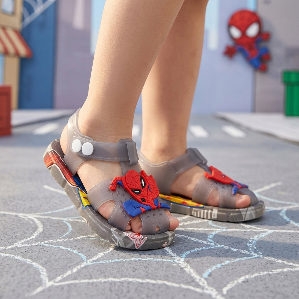 Soft Sole Spiderman Theme Sandals for Kids - 2181 (Gray)