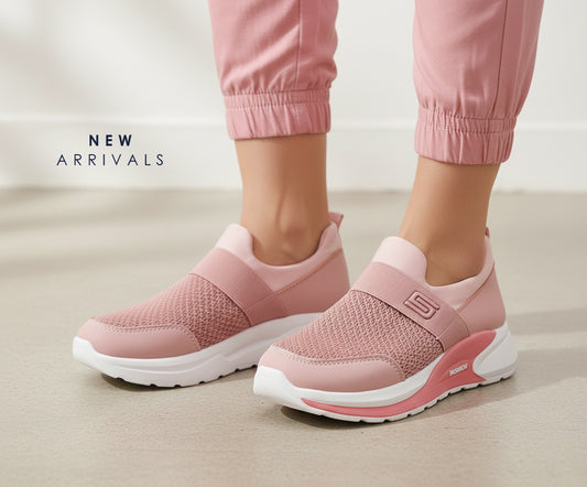 Premium Quality Soft Comfortable Sketchers Shoes for Men & Women - MSR4 (Pink)