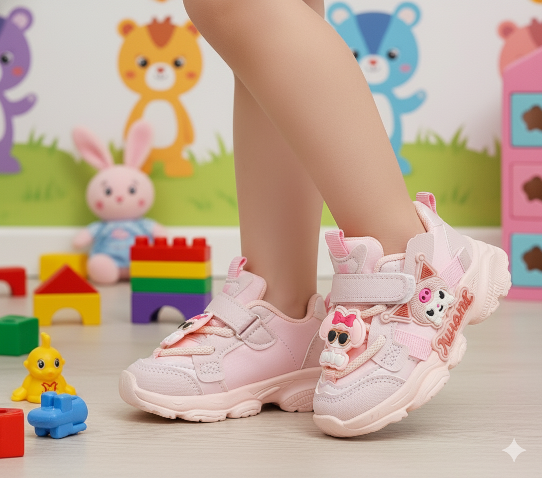 Kids Cute Design Soft Sole Sneakers with Detachable Toy - 691