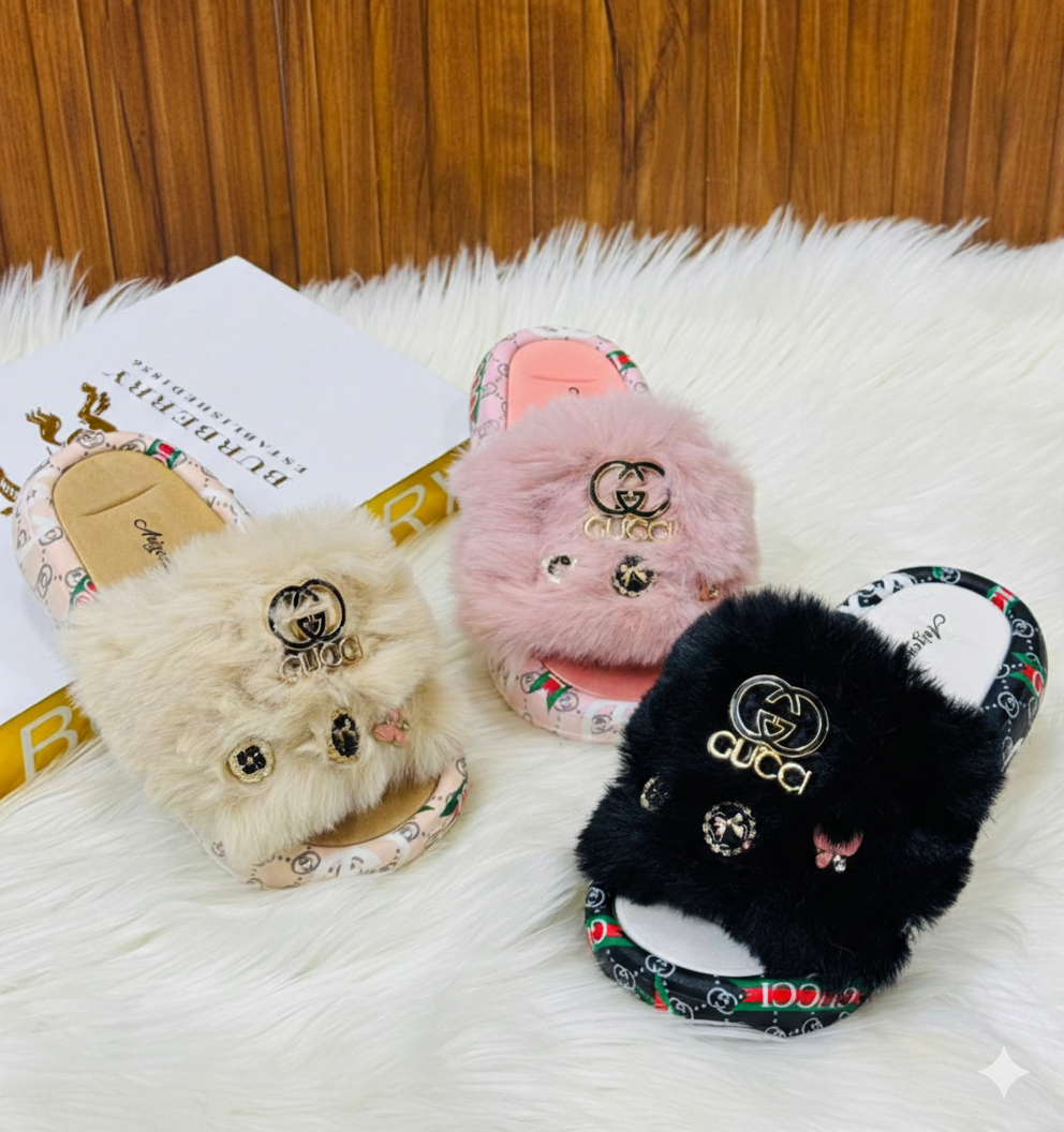 Girls Soft Comfy Fur Softies Slippers for Kids - BA105