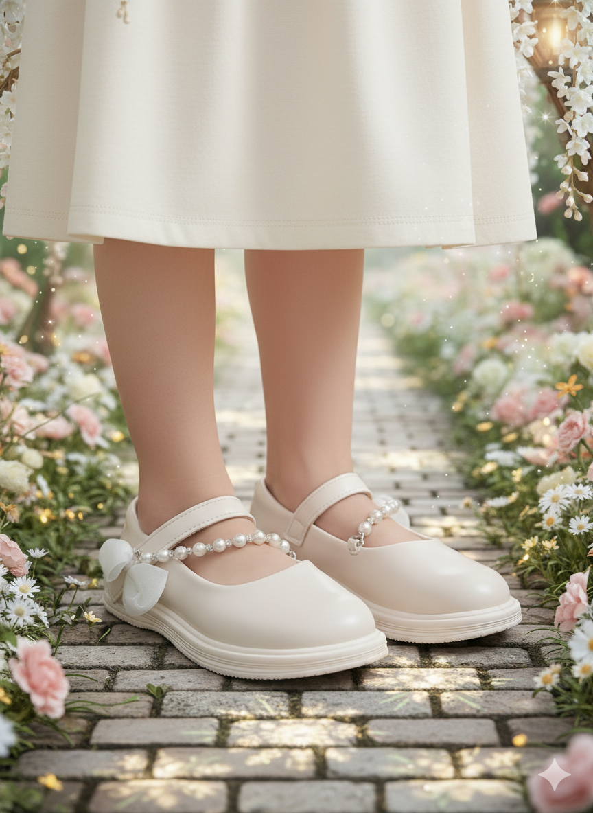 Girls Beautiful Design Fancy Pumps for Kids - HB17 (Beige)