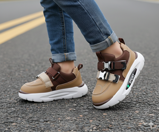 Lights in Sole Trendy Look Sneakers for Kids - LIO11(Beige)