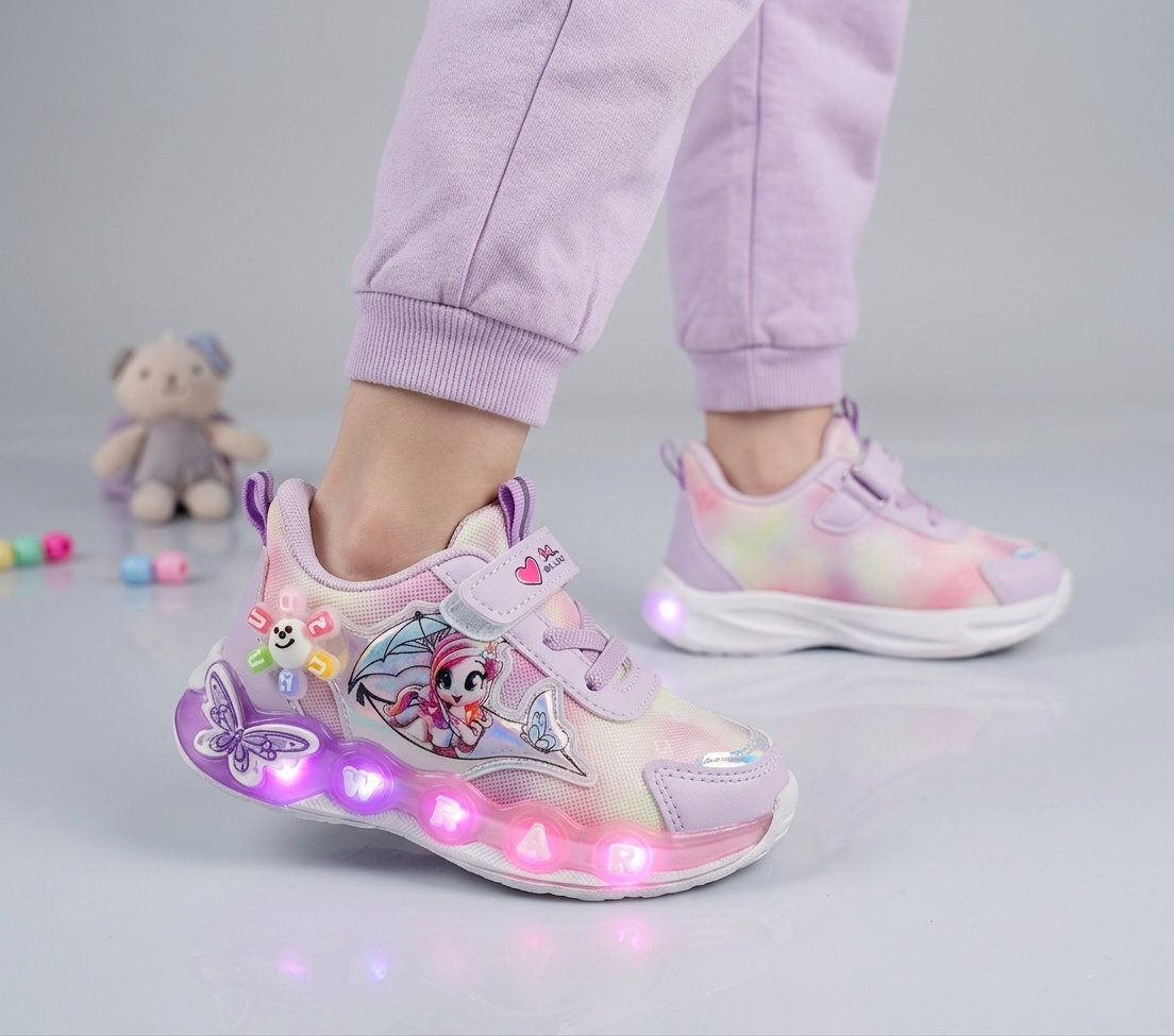 Trendy Looking Sneakers With LED Sole For Girls - KM1 (Purple)