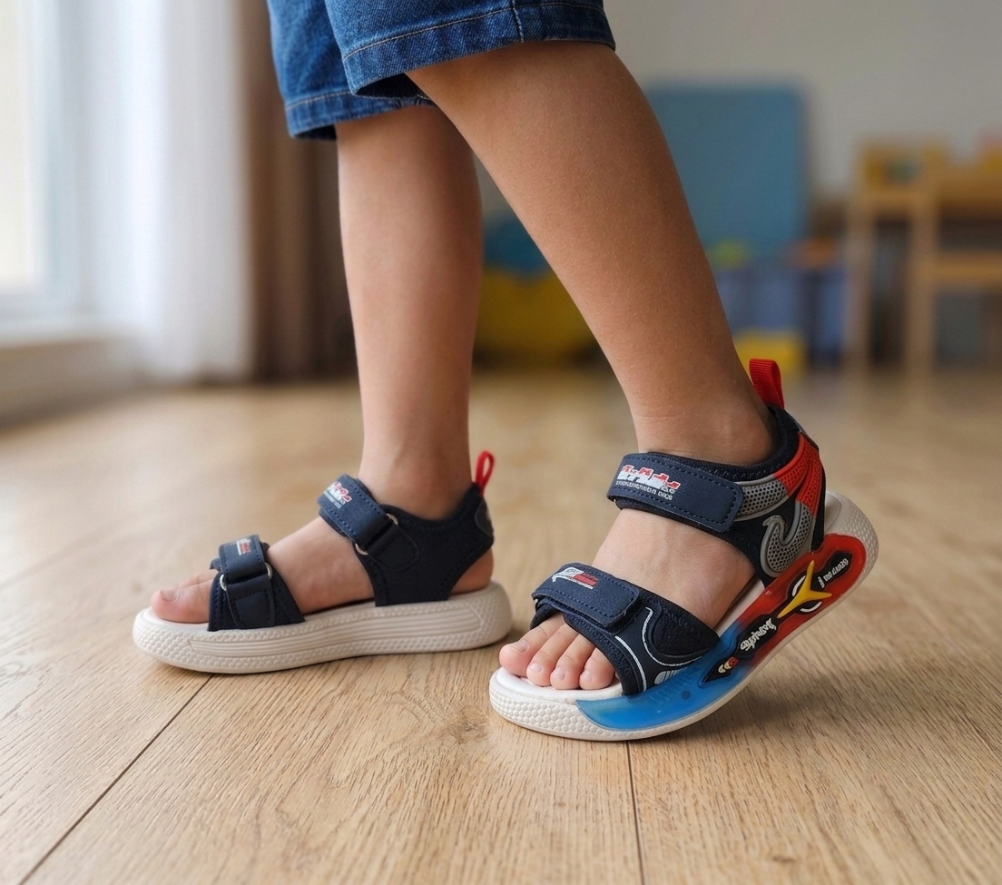 Trendy Looking Sandals with LED Sole for Boys - UN17 (Black)