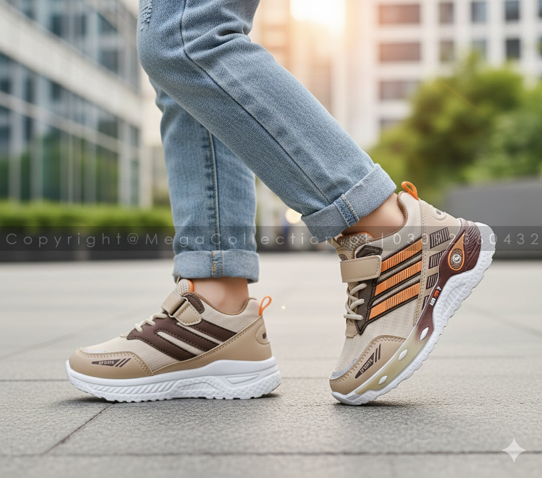 Premium Quality Trendy Look Sneakers for Kids - BFT32 (Brown)