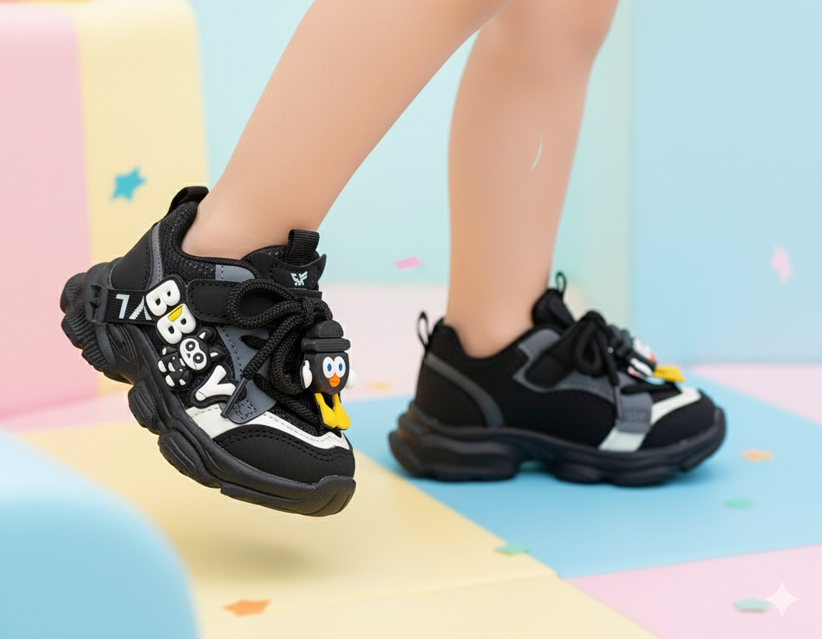 Kids Cute Design Soft Sole Sneakers with Detachable Toy - 680