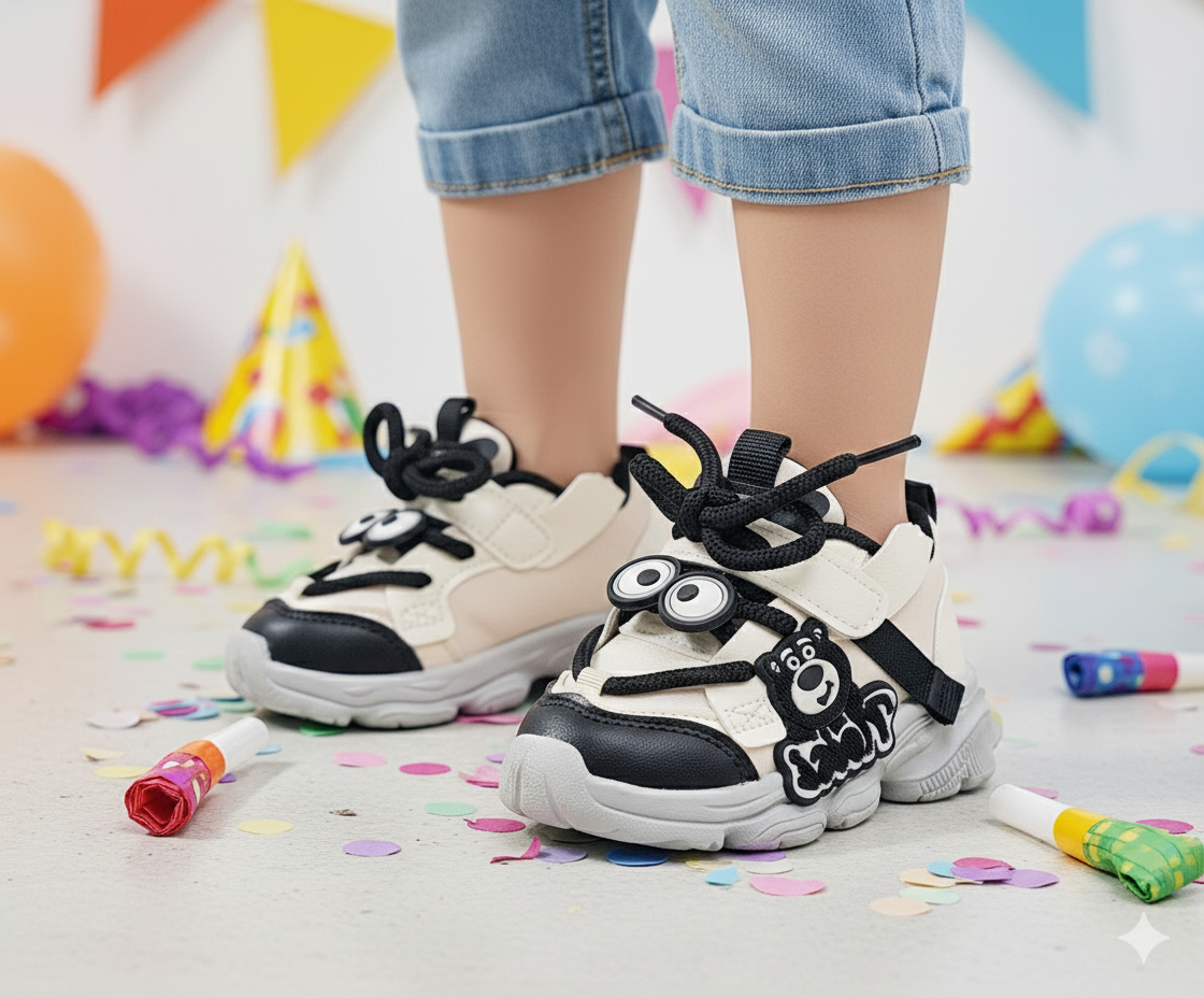 Kids Cute Design Soft Sole Sneakers with Detachable Toy - 698