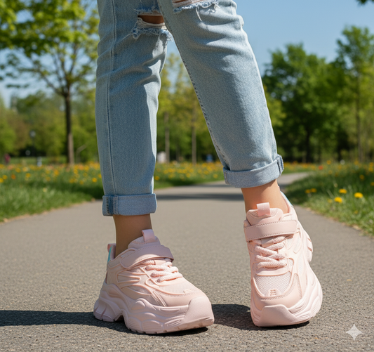 Women's Thick Sole Trendy Look Sneakers - Y-916 (Pink)
