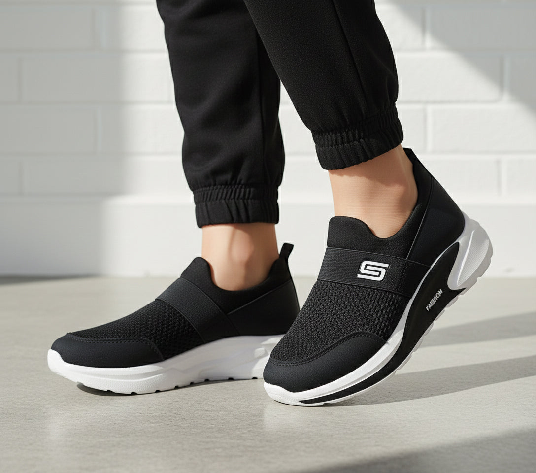 Premium Quality Soft Comfortable Sketchers Shoes for Men & Women - MSR4 (Black)