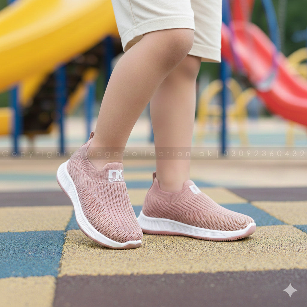 Easy to Wear Soft Comfortable Sketchers for Kids - 715 (Pink)