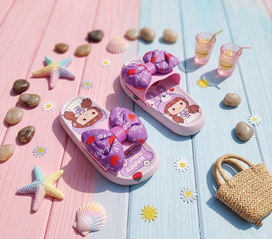 Trendy Looking Bow Slippers for Girls - 22022 (Purple)