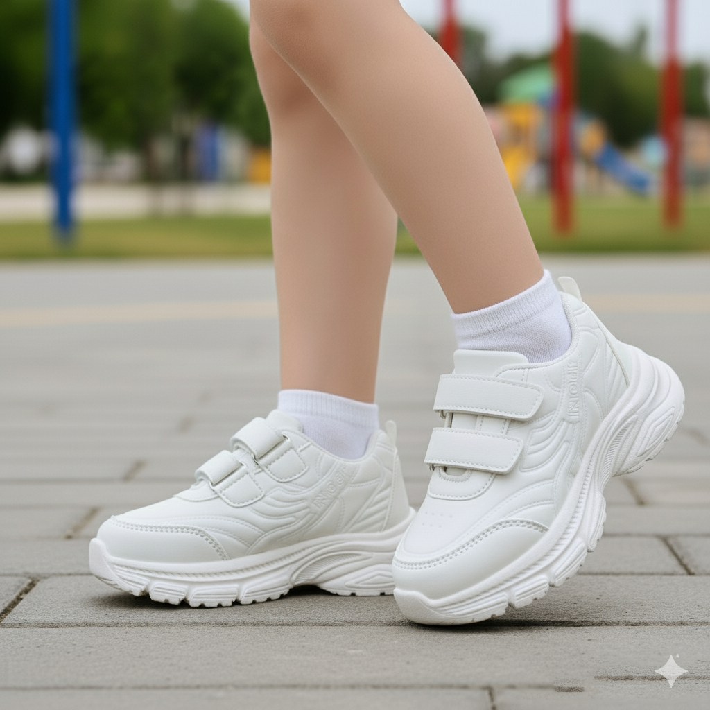 Premium Quality Soft Sole Black & White Sneakers for Kids - A29