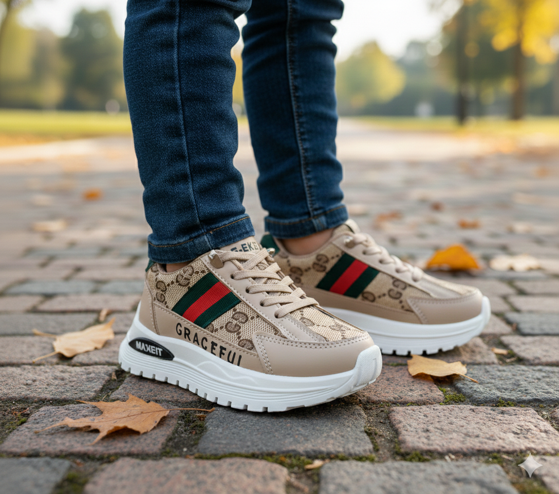 Premium Quality Trendy Look Sneakers for Kids - MFT06 (Brown)