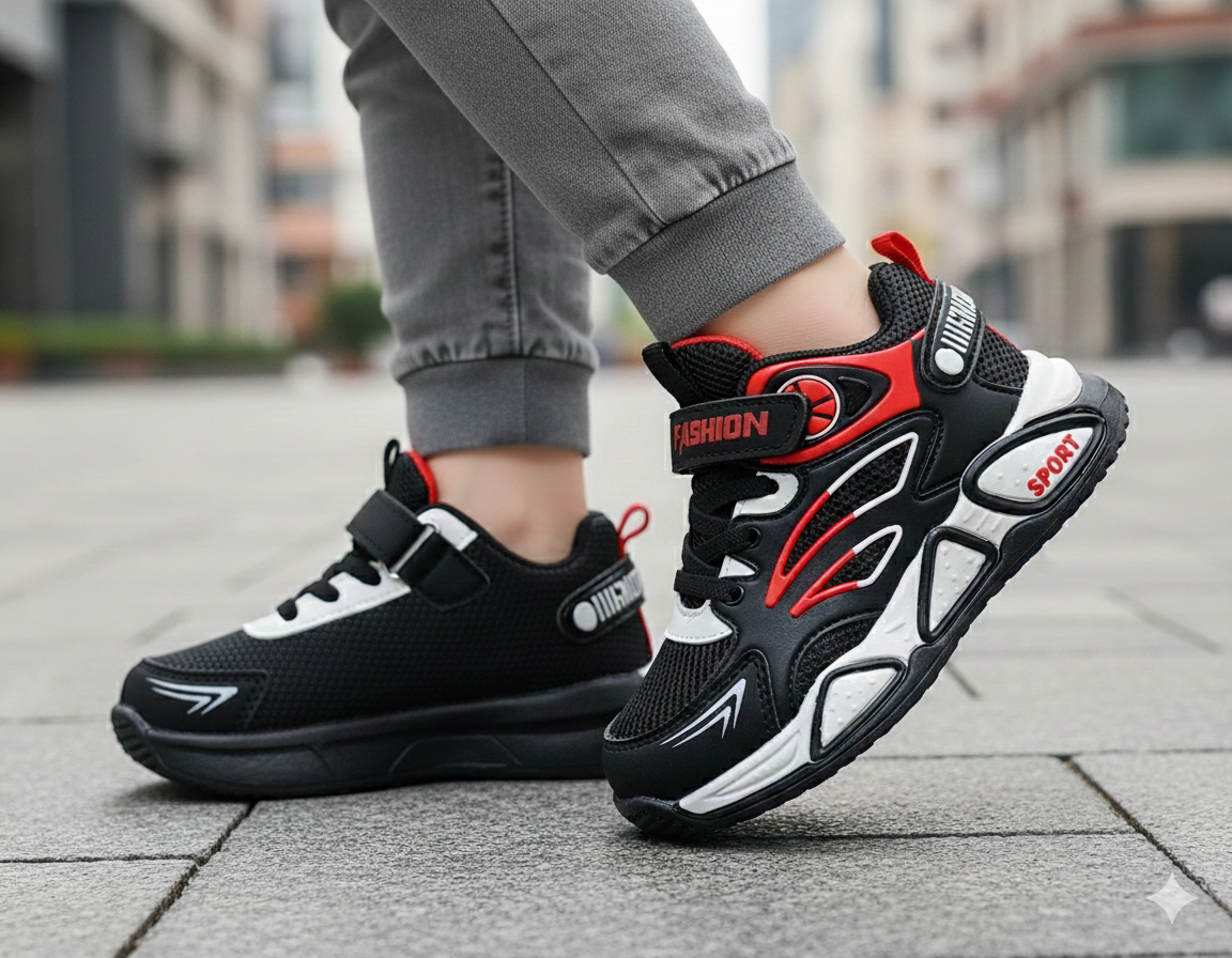 Premium Quality Trendy Look Sneakers for Kids - SB05 (Black)