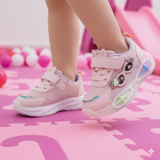 Lights in Sole Soft Sole Cute Design Shoes for Kids - YC101 (Pink)