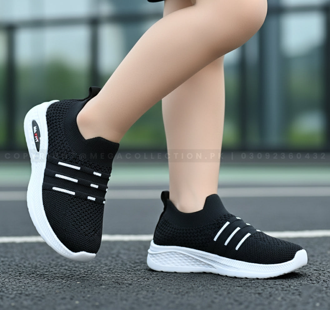 Easy To Wear Soft Comfortable Skechers for Kids - FMX06 (Black)