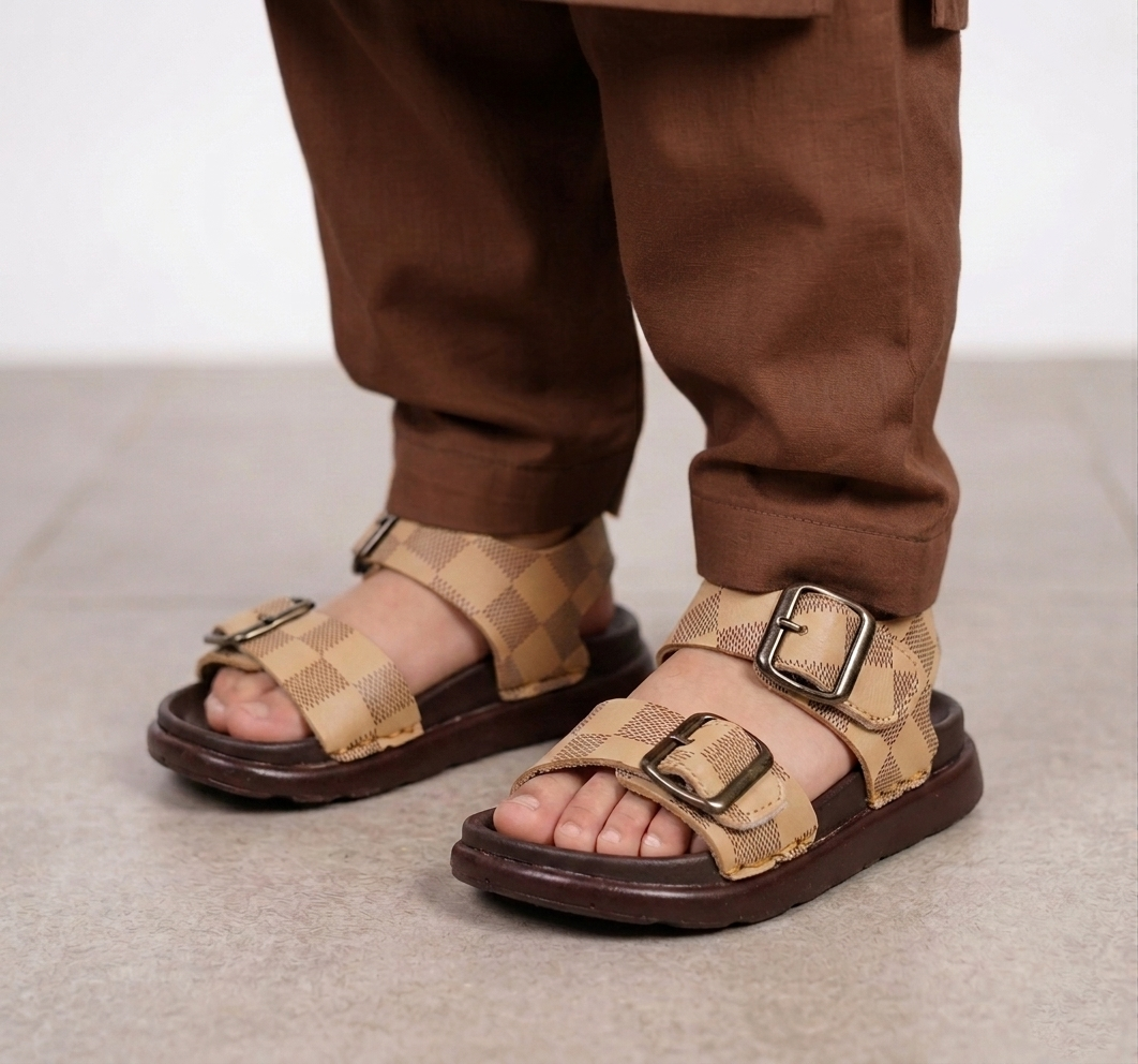 Clip Design Sandals for Boys - FA102 - (Beige)