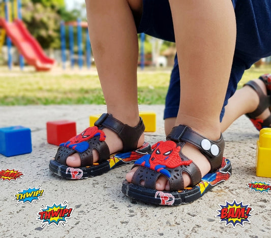 Soft Sole Spiderman Theme Sandals for Kids - 2181 (Black)