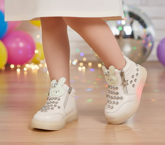 Kid's Beautiful Design Fancy Looking Shoes With Lights in Sole For Girls - ABB407